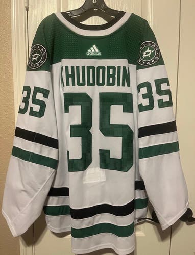 Anton Khudobbin Dallas Stars Game Worn Jersey 19/20 Away Set 1 With COA