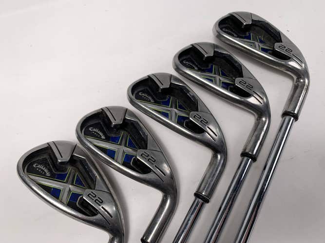 Callaway X-22 Iron Set 5-PW Uniflex Steel Mens RH Midsize Grips-Missing 9 Iron