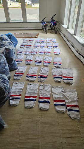 Bundle of White CCM Senior Socks Pro Stock (Used)