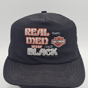 Vintage Harley Davidson Motorcycle Trucker Real Men Wear Black Mesh Hat Snapback