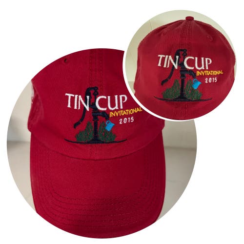 RARE 2015 TIN CUP INVITATIONAL EMBROIDERED GOLF CAP (RED OSFM) - EUC!