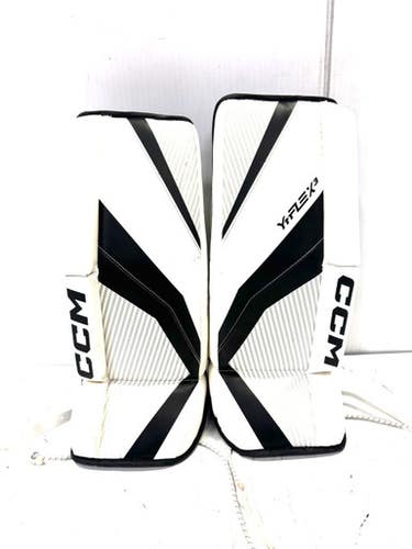 Used CCM Y FLEX 3 Goalie Leg Pads Youth White 22" 11860-S000298274