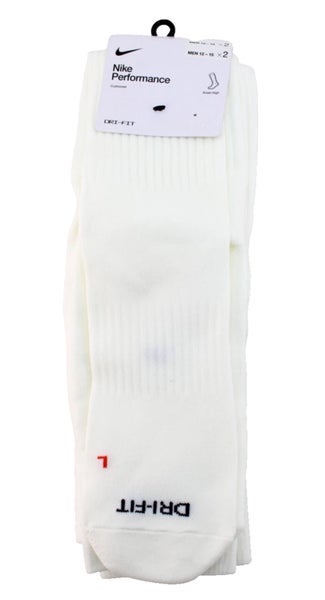 Nike Dri-fit Performance Over The Calf OTC Knee High Socks DJ9737-100 XL White 2 pair pack