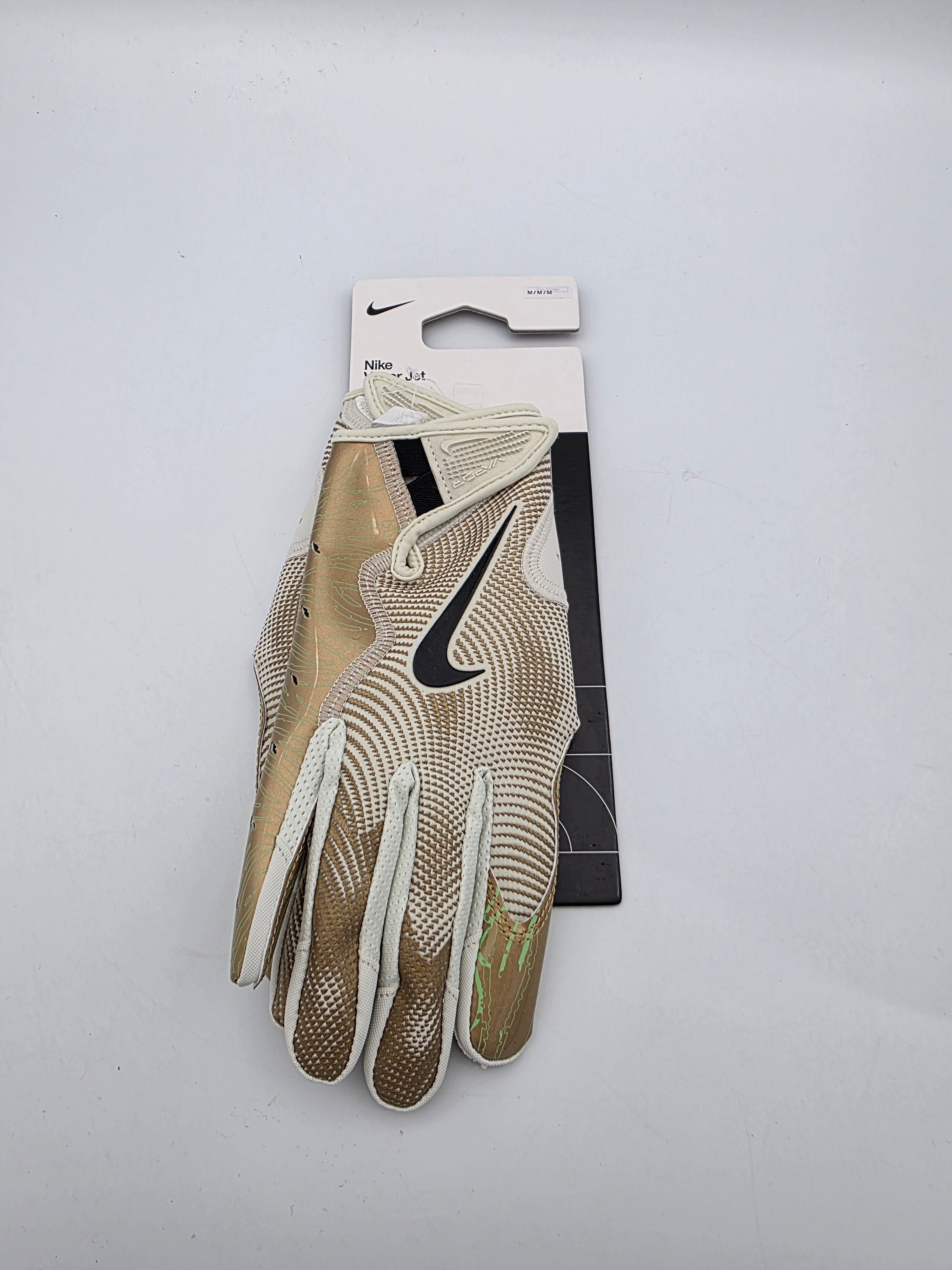 NIKE Vapor Jet 8.0 Energy Football Gloves Gold Green M NWT