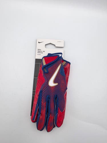Nike Vapor Jet 8.0 Football Gloves Gym Blue/Red/White Size Small