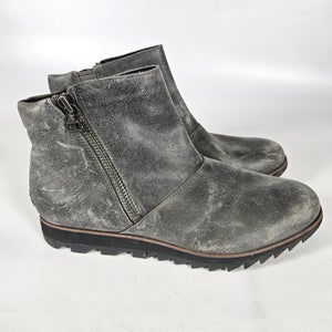 Sorel Harlow Gray Leather Waterproof Zip Ankle Boots Womens Size: 8
