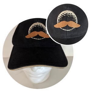 RARE “MUSTACHE” EMBROIDERED GOLF CAP (BLACK / OSFM) - EUC!
