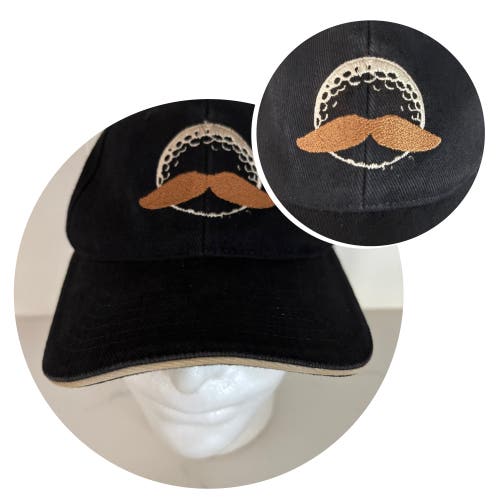 RARE “MUSTACHE” EMBROIDERED GOLF CAP (BLACK / OSFM) - EUC & FREE SHIPPING!