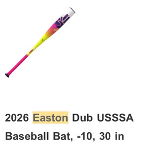 2026 Easton Dub Composite USSSA Certified Bat (-10) 20 oz 30" (New)