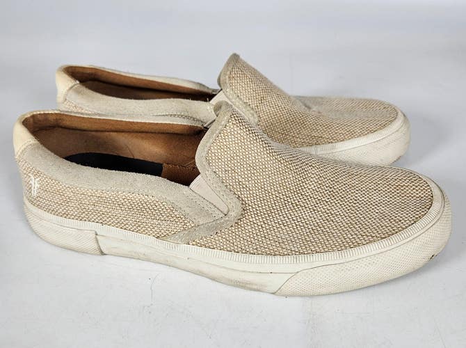 Frye Ludlow Men's Shoes Size 9 Slip On Casual Sneakers Canvas Loafers Beige Tan