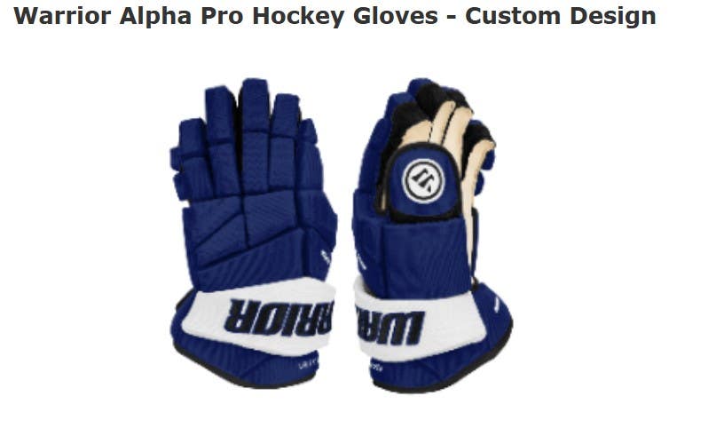 Warrior Alpha Pro Gloves 15" Custom (New)