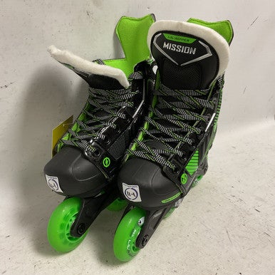 Used Mission LIL RIPPER 11-1 Roller Hockey Skates Green Adjustable 11855-S000191440
