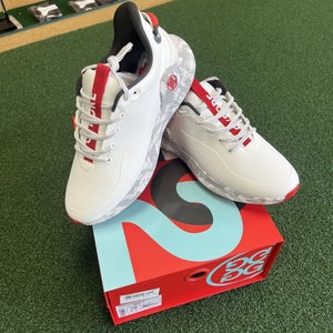 NEW G/FORE MG4+ O2 G/LOCK Camo Mid Sole Golf Shoe  Snow Charcoal Red Size 10 M