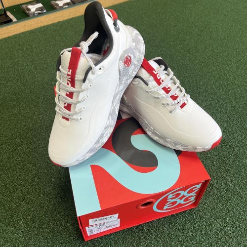 NEW G/FORE MG4+ O2 G/LOCK Camo Mid Sole Golf Shoe  Snow Charcoal Red Size 10 M