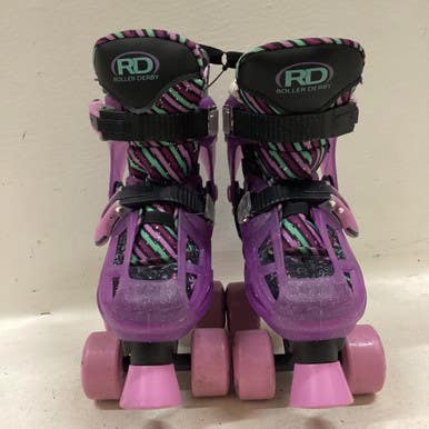 Used RollerDerby ADJ 12-2 Junior Roller Quad Skates Purple Adjustable 11725-S000492183
