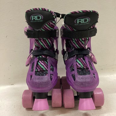 Used RollerDerby ADJ 12-2 Junior Roller Quad Skates Purple Adjustable 11725-S000492183
