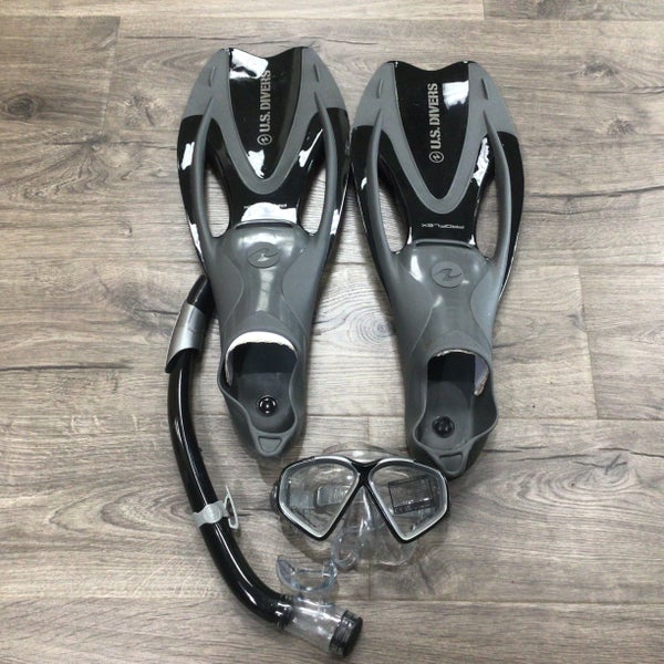 US Divers Cozumel Snorkel Set Size Large 9.5-11.5 Black Gray (Used)