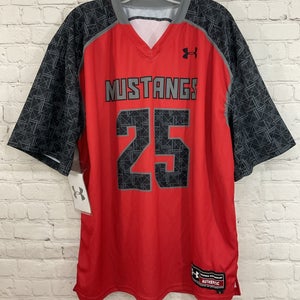 Under Armour Men's MUSTANGS "25" 100% Polyester Football Jersey Red Black Large