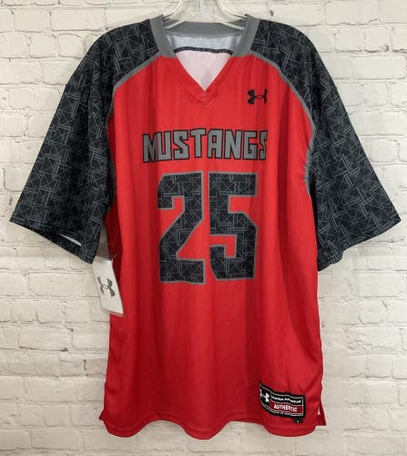 Under Armour Men's MUSTANGS "25" 100% Polyester Football Jersey Red Black Large
