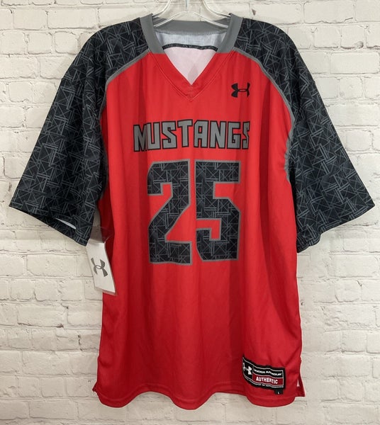 Under Armour Men's MUSTANGS "25" 100% Polyester Football Jersey Red Black Large