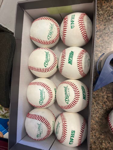 Lot of 12 Balls-8 Diamond DOL-A HS Baseballs(6BN, 2 lightly used) 1 DOL-1 game ball, 3 used DBP