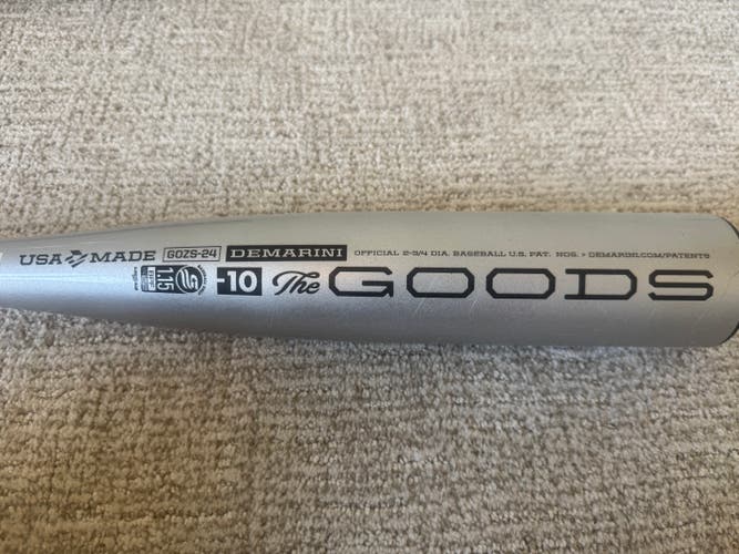 2024 DeMarini The Goods One Piece Alloy USSSA Certified Bat (-10) 20 oz 30" (Used)