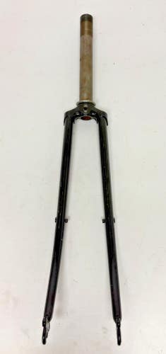 Vintage Tange CrMo Lugged Black 700C Road Fork 180mm 1" Threaded Steerer GREAT