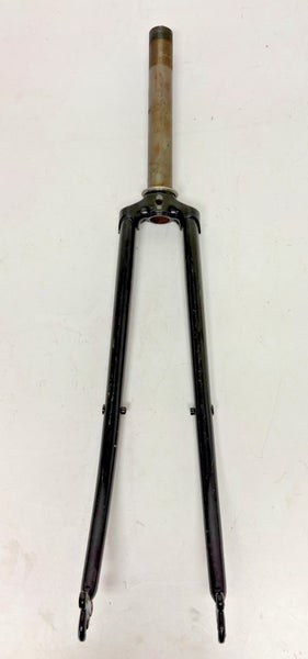 Vintage Tange CrMo Lugged Black 700C Road Fork 180mm 1" Threaded Steerer GREAT