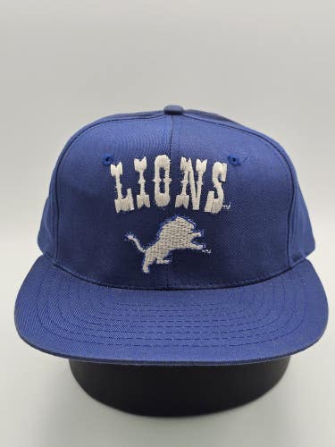 Vintage Detroit Lions AJD Sports NFL Blue 100% Cotton Vtg Hat Cap Snapback