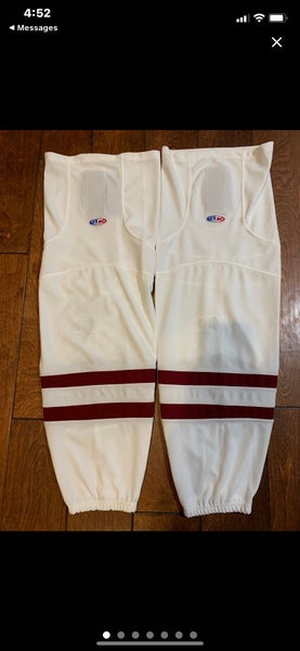 AK Made in Canada Large 30" Socks White & Maroon *USA Shipping Only - Read Full Description*