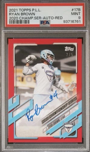 2020 Topps PLL Premier lacrosse league Ryan brown auto red /5 PSA 9