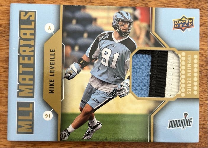 2011 upper deck MLL Major league lacrosse Mike Leveille 3 Color Patch Chicago Machine