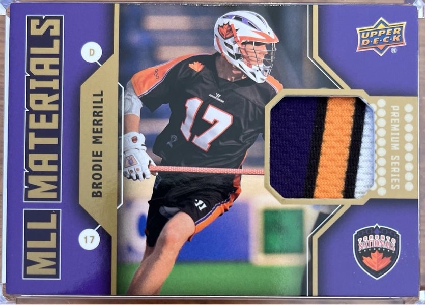 2011 upper deck mll major league lacrosse Brodie Merrill 4 color patch game used Toronto nationals