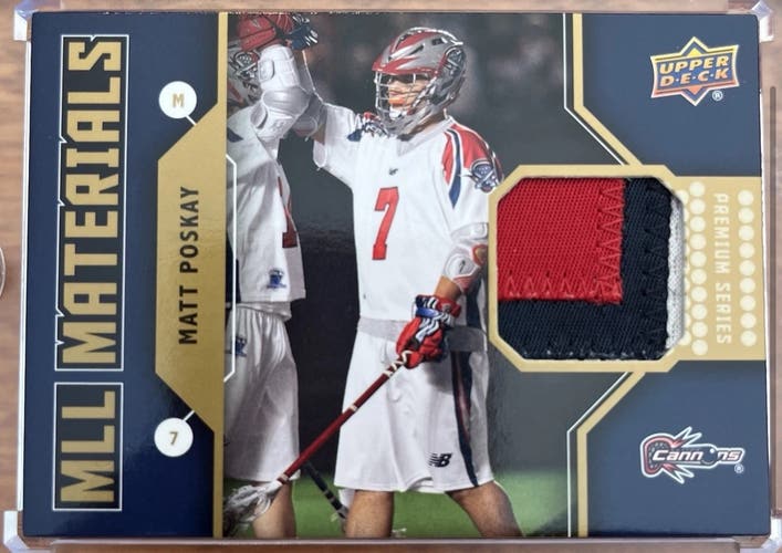 2011 upper deck mll major league lacrosse Matt Poskay 3 color patch game worn Boston cannons