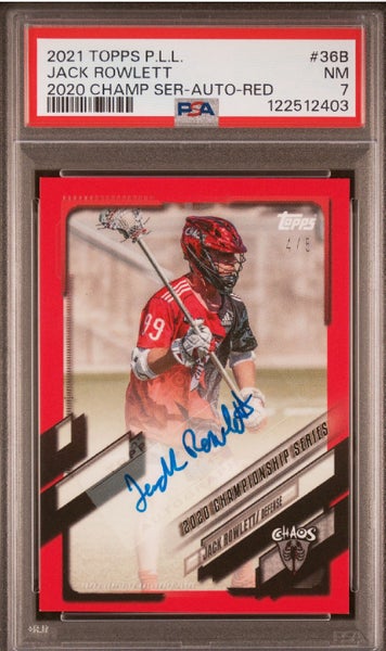 2020 Topps premier lacrosse league championship series PLL Jack Rowlett auto red /5 chaos