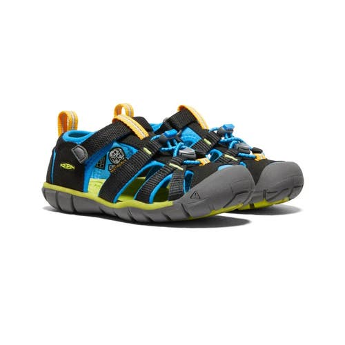 Keen Seacamp II CNX 1022969 Sandals Kids 8 Black Blue Adjustable Strap QLW882