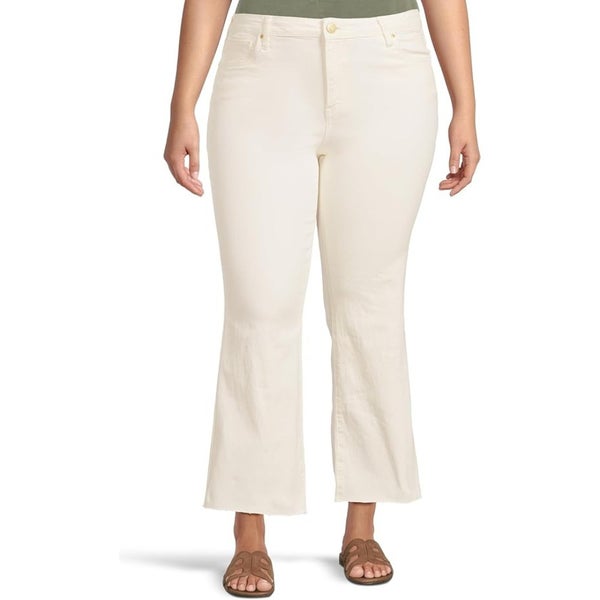 KUT from the Kloth Kelsey Jeans Womens 14 White Raw Hem Flare Leg Cropped QLW878
