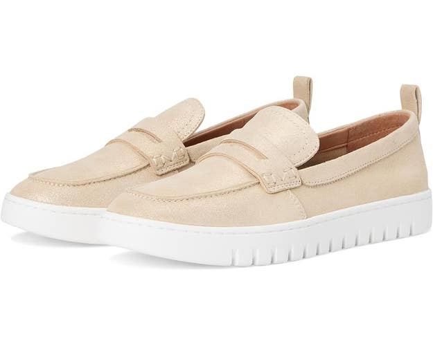 Vionic Uptown Flat Women's US 11 Gold Slip On Moc Toe Penny Loafers Shoes PQ667
