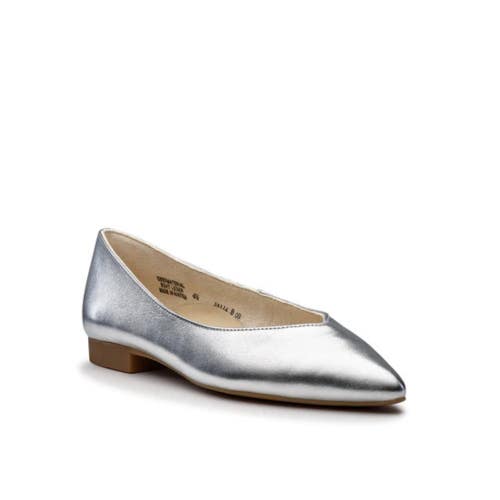 Paul Green Tia Flat Women's US 9 Alu Metallic Leather Pointed Toe Slip On PQ651
