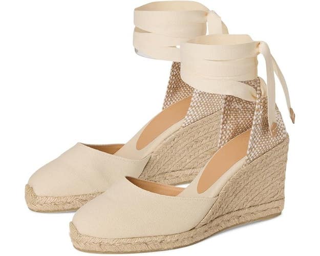 Castaner Carina 80 Sandals Women's US 7.5 Ivory Wedge Heel Espadrille PQ714