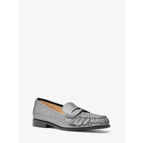 Michael Kors Carlson 40F4CSFP1M Loafer Women's US 7.5 Gray Leather Slip-On PQ711