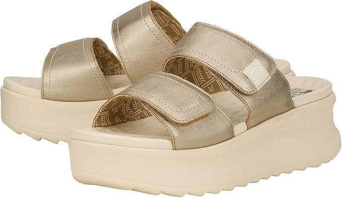 Hey Dude Delray Slide Classic 41760-96O Women 10 Champagne Platform Sandal PQ664