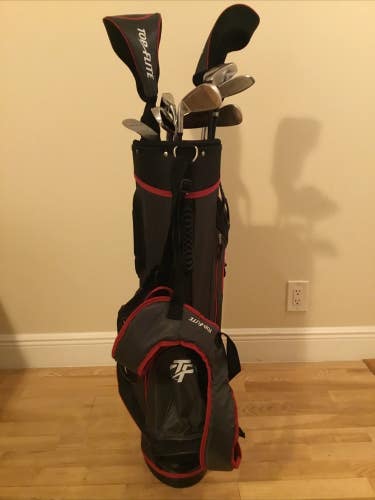 Top Flite Full Set (D, 3W, 4H, 5H, 6-PW, Putter) Seniors Graphite & Stand Bag