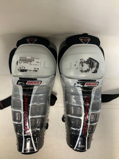 Used Bauer SUPREME 10 Youth Shin Guards Grey 9" 11823-S000034482