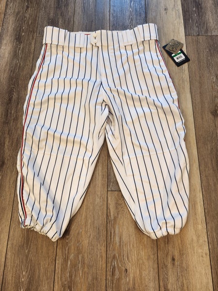 Rawlings Baseball Pants Mens L 150 Jogger Fit White Navy Pinstripe (NWT)