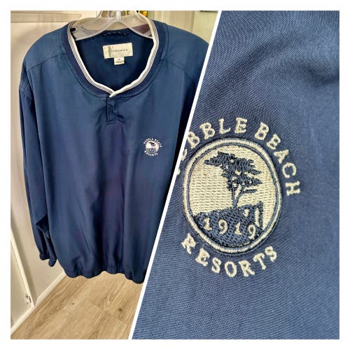 $79.50 GORGEOUS PEBBLE BEACH GOLF RESORT MEN’S LARGE L/S NAVY V-NECK PULLOVER - EUC!