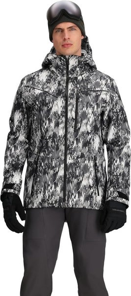 $429 Obermeyer Foraker Shell Jacket Men XL Black White Recco Hooded Full Zip NWT