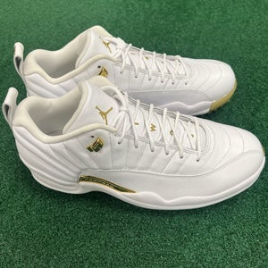 Nike Golf Air Jordan 12 Low Golf Shoes Size 11.5 White Gold DM0106 117 Brand NEW