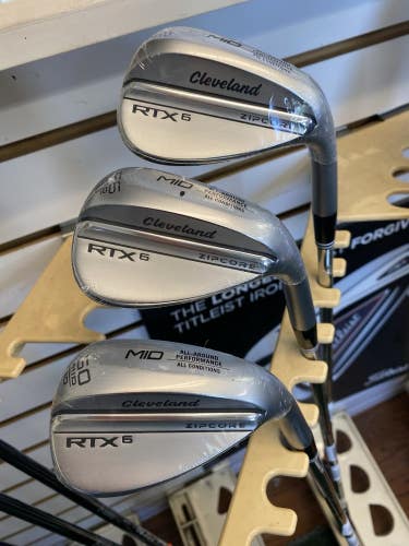 New Cleveland RTX 6 52 , 56 , 60 Satin Wedge Set 10 Bounce Spinner Steel Shaft