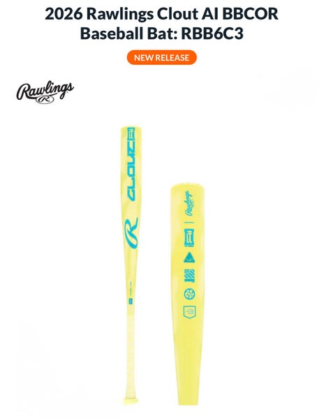 Rawlings 2026 Clout AI Alloy BBCOR Certified Bat (-3) 29 oz 32" (New)